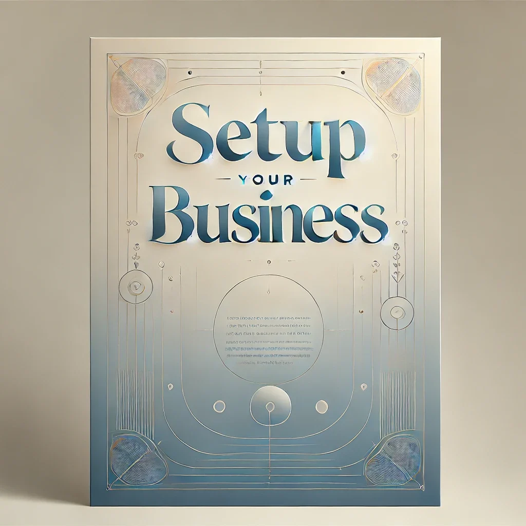 DALL·E 2024-09-29 18.19.56 - An elegant wallpaper design featuring the text 'Setup Your Business' in a sophisticated font. The background is a soft blend of light blue and cream c